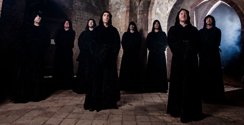 Monks of the Gregorian Pure Chants standing in a gothic church