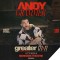 Photo of Andy Grammer leaning against chair with event title/info in text